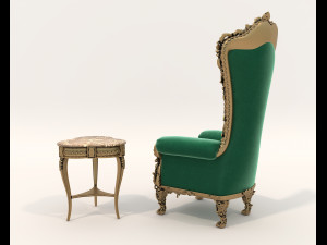 Classic Coffee Table and Armchairs 18 Modello 3D
