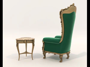 Classic Coffee Table and Armchairs 18 3D Model