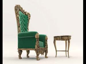 Classic Coffee Table and Armchairs 18 Modello 3D