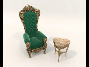 Classic Coffee Table and Armchairs 18 3D Model
