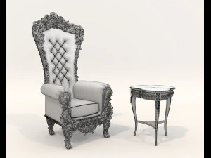 Classic Coffee Table and Armchairs 18 3D Model