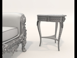 Classic Coffee Table and Armchairs 18 Modello 3D