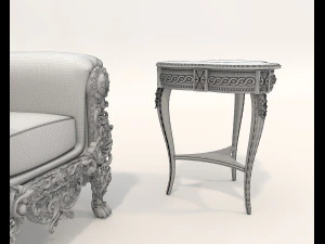 Classic Coffee Table and Armchairs 18 3D Model