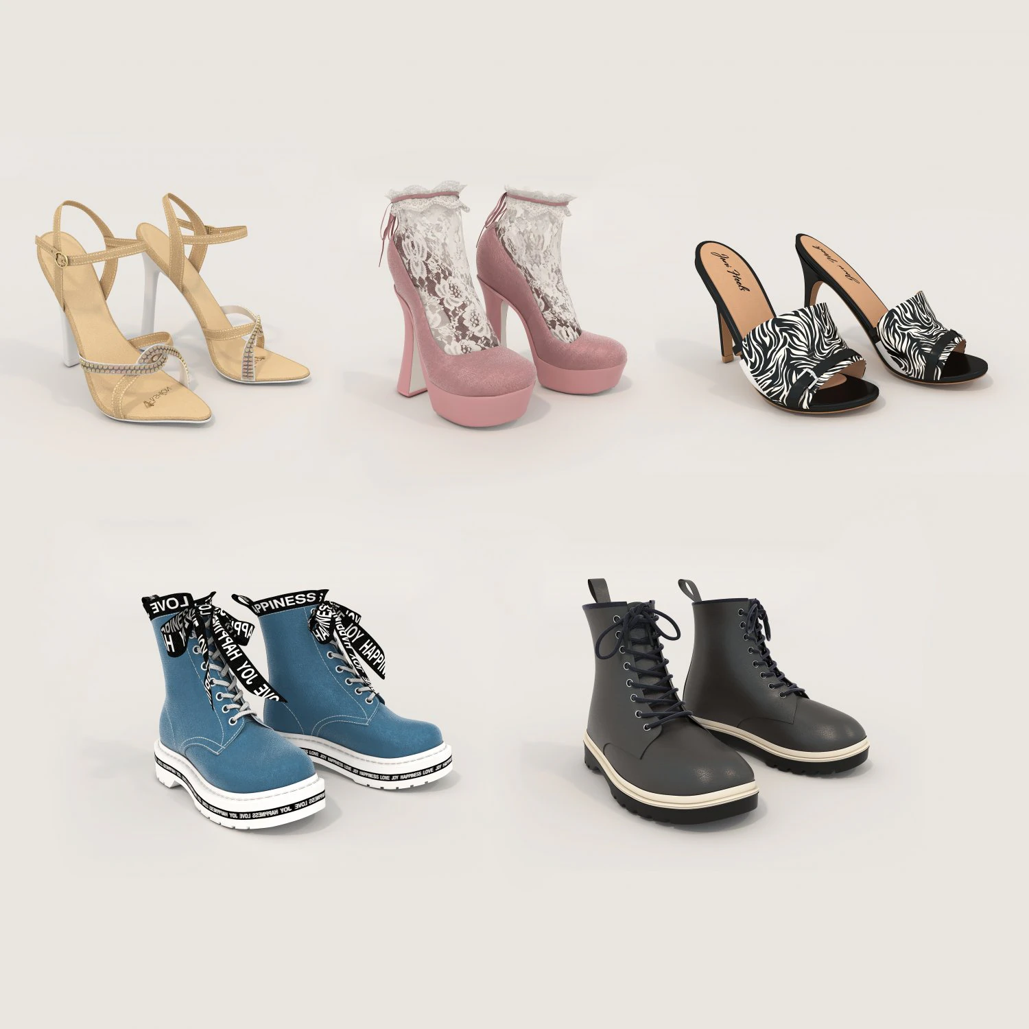 Women Shoes Collection 12 3D Model .c4d .max .obj .3ds .fbx .stl .blend