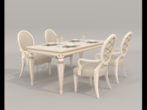 European Style Dining Table and Chairs 20 Modelo 3D
