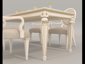 European Style Dining Table and Chairs 20 3D 모델