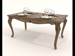 European Style Dining Table and Chairs 21 Modello 3D