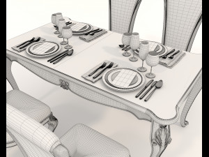 European Style Dining Table and Chairs 21 Modello 3D