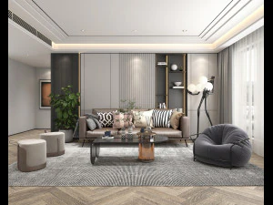 Adegan Ruang Tamu Modern 7 Model 3D