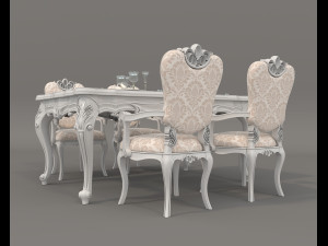 Classic Dining Table and Chairs 24 Model 3D
