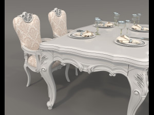 Classic Dining Table and Chairs 24 Model 3D