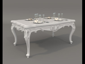 Classic Dining Table and Chairs 24 Model 3D