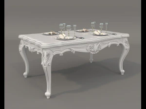 Classic Dining Table and Chairs 24 3D Model