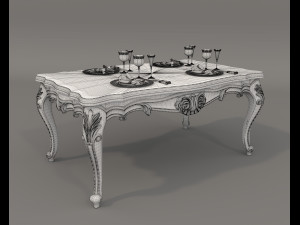 Classic Dining Table and Chairs 24 Model 3D