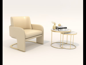 Contemporary Style Coffee Table and Armchair 24 Modelo 3D