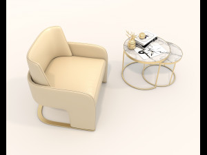 Contemporary Style Coffee Table and Armchair 24 Modèle 3D