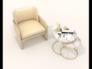 Contemporary Style Coffee Table and Armchair 24 Modèle 3D