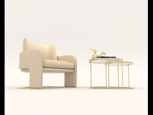 Contemporary Style Coffee Table and Armchair 24 Modèle 3D
