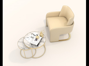 Contemporary Style Coffee Table and Armchair 24 Modèle 3D