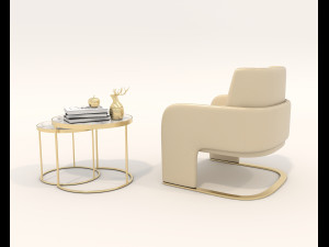 Contemporary Style Coffee Table and Armchair 24 Modèle 3D