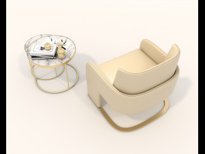 Contemporary Style Coffee Table and Armchair 24 Modèle 3D