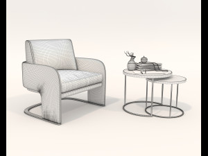 Contemporary Style Coffee Table and Armchair 24 Modèle 3D