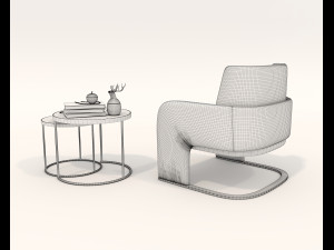 Contemporary Style Coffee Table and Armchair 24 Modèle 3D