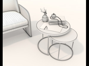 Contemporary Style Coffee Table and Armchair 24 Modèle 3D