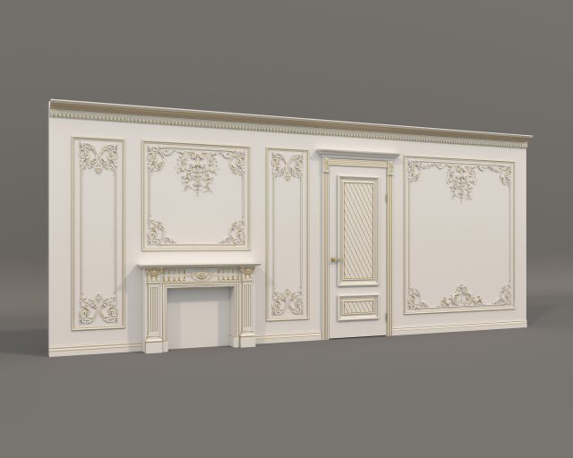 European Style Interior Wall Decoration 12 3D Model .c4d .max .obj .3ds .fbx .stl .blend 