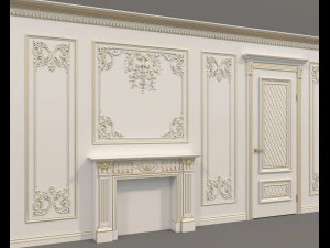 D&eacute;coration murale int&eacute;rieure de style europ&eacute;en 12 Modèle 3D