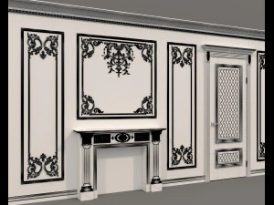 D&eacute;coration murale int&eacute;rieure de style europ&eacute;en 12 Modèle 3D