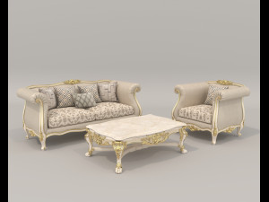 Classic Sofa and Armchair 2 3D मॉडल
