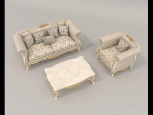 Classic Sofa and Armchair 2 3D Model