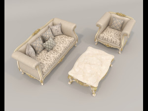 Classic Sofa and Armchair 2 3D मॉडल