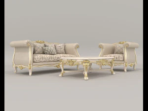 Classic Sofa and Armchair 2 3D Model