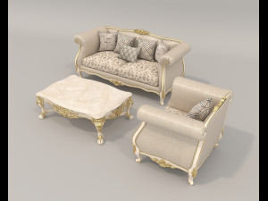 Classic Sofa and Armchair 2 3D मॉडल