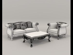 Classic Sofa and Armchair 2 3D मॉडल