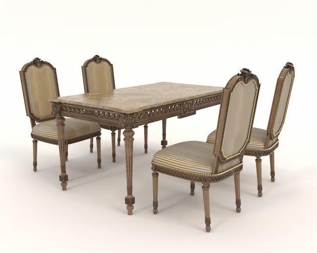 Classic Dining Table and Chairs 25 3D मॉडल .c4d .max .obj .3ds .fbx .stl .blend 