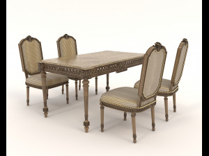 Classic Dining Table and Chairs 25 3D 모델