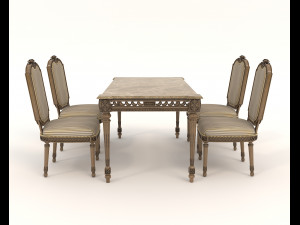 Classic Dining Table and Chairs 25 3D मॉडल