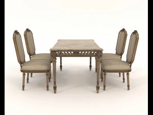 Classic Dining Table and Chairs 25 3D Model