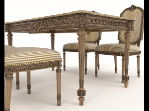 Classic Dining Table and Chairs 25 3D मॉडल