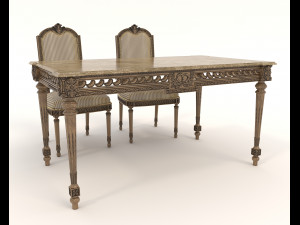 Classic Dining Table and Chairs 25 3D मॉडल