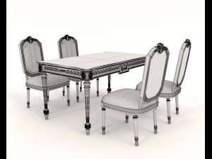 Classic Dining Table and Chairs 25 3D मॉडल