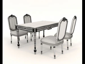 Classic Dining Table and Chairs 25 3D Model