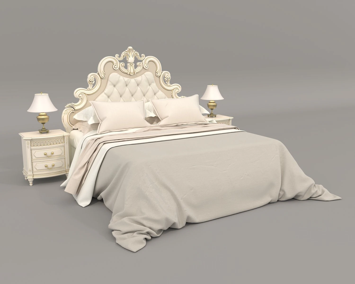 European Style Bed Set 20 3D Model .c4d .max .obj .3ds .fbx .stl .blend
