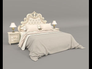 European Style Bed Set 20 Modèle 3D