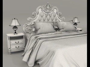 European Style Bed Set 20 3D Model