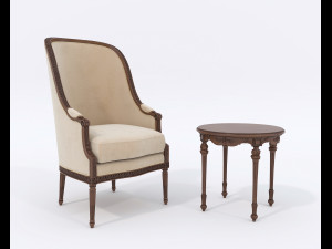 European Style Coffee Table and Armchairs 3 3D Model