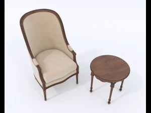 European Style Coffee Table and Armchairs 3 3D Model